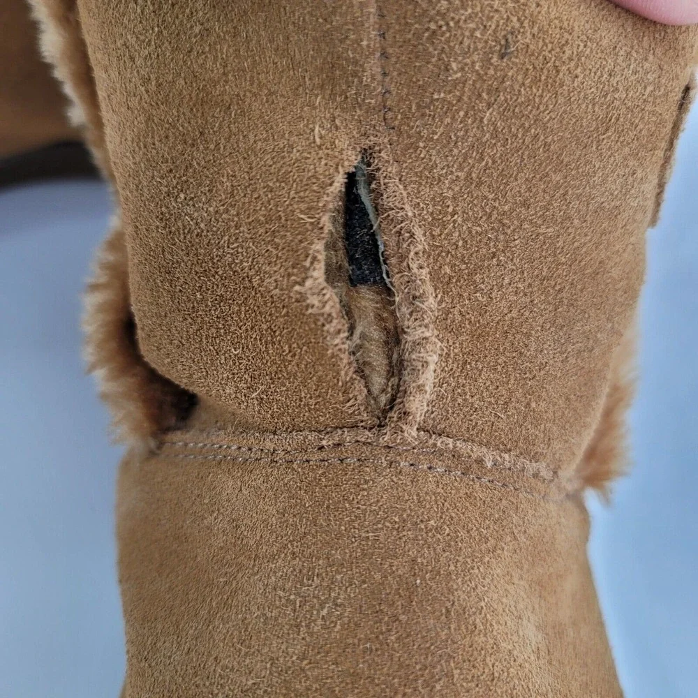 Skechers Ankle Boots Womens 9 Tan‎ Suede Faux Fur Lined 48677